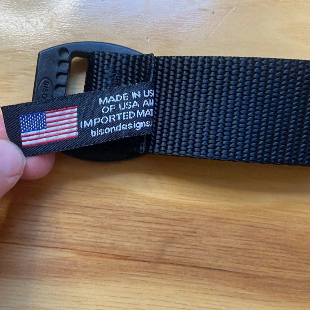 Bison Designs Elliptagon Web Belt Men’s Size Large Black Nylon Made In USA - Picture 4 of 5